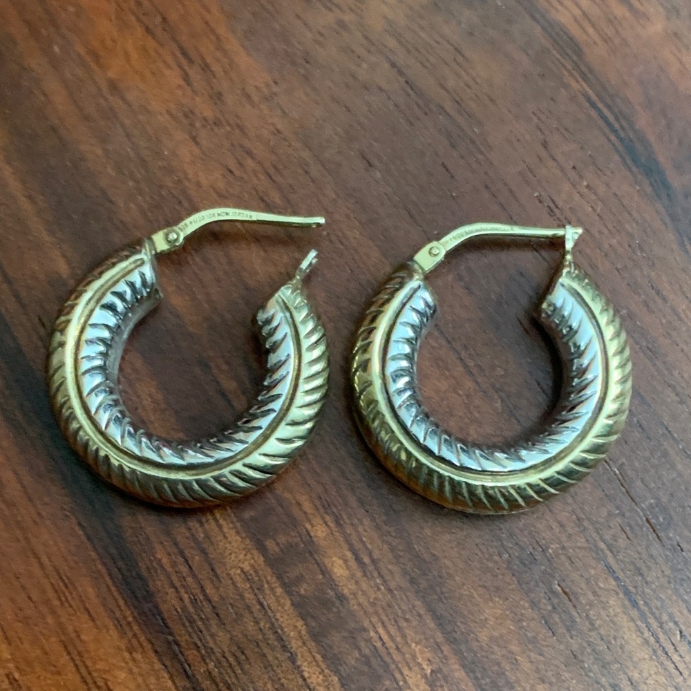 925 + 1/20 10K gold MOM Jordan hoop earrings